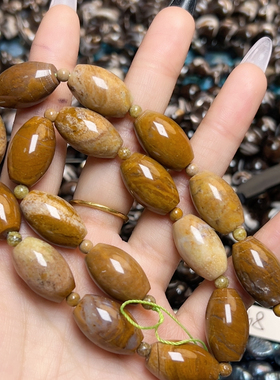 C209 12*17mm天然图画石桶珠一条