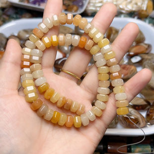 R429 8.6mm老黄玉六角隔珠一条