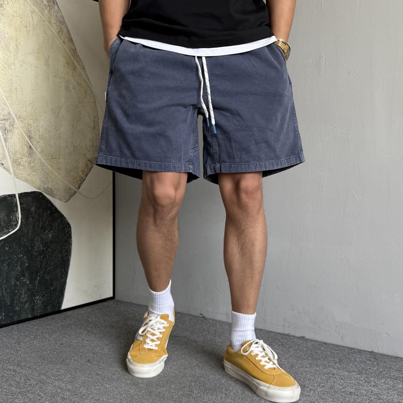 夏季美式休闲痞帅重磅水洗复古工装短裤男宽松百搭纯棉五分裤潮牌