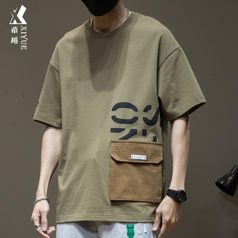 2025新款短袖t恤男装衣服夏季宽松大码胖子男士潮牌加大棉上衣男