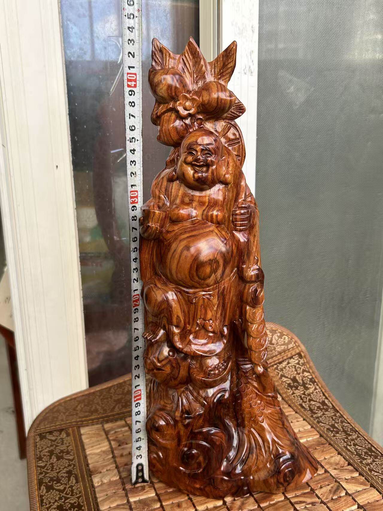 1016海南黄花梨弥勒佛摆件纯手工雕刻木纹漂亮雕刻精美海口发货
