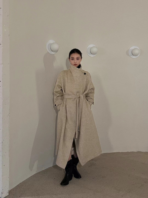 韩国定制双面羊绒大衣女2025秋冬新款韩版宽松中长款高端羊毛外套