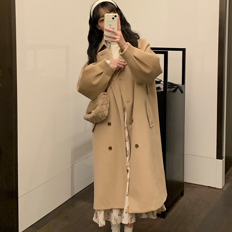 冬季赫本风大衣高级感加厚小个子毛呢外套女装2025新款中长款风衣