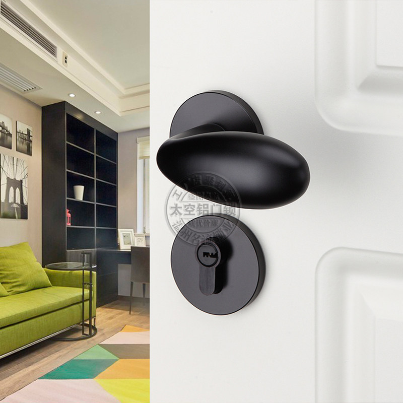 黑色静音房蛋蛋门锁现代简约木门卫生间分体锁卧室锁具室内门锁