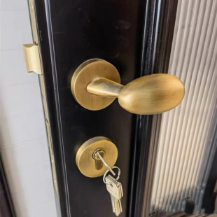 美式 门锁pvd亮金室内房门锁复古店面把手金色轻奢静音磁吸门锁