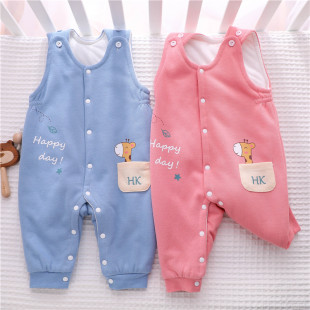 加厚冬款 婴儿背带裤 子棉裤 外出夹棉幼儿连体裤 薄棉 女宝宝男秋冬季