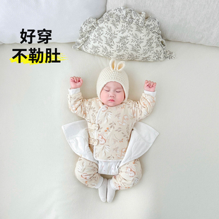 0到3个月纯棉a类女宝宝棉袄棉裤 新生婴儿儿衣服冬装 夹棉加厚套装