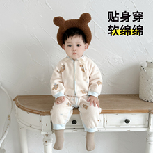 宝宝衣服冬装居家服秋冬连体衣男宝珊瑚绒睡衣婴儿贴身加绒保暖衣