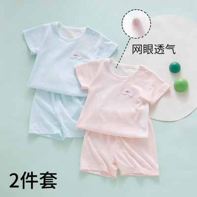 婴儿分体套装夏季90码73短袖上下分体2一岁1半女男宝外出夏天衣服
