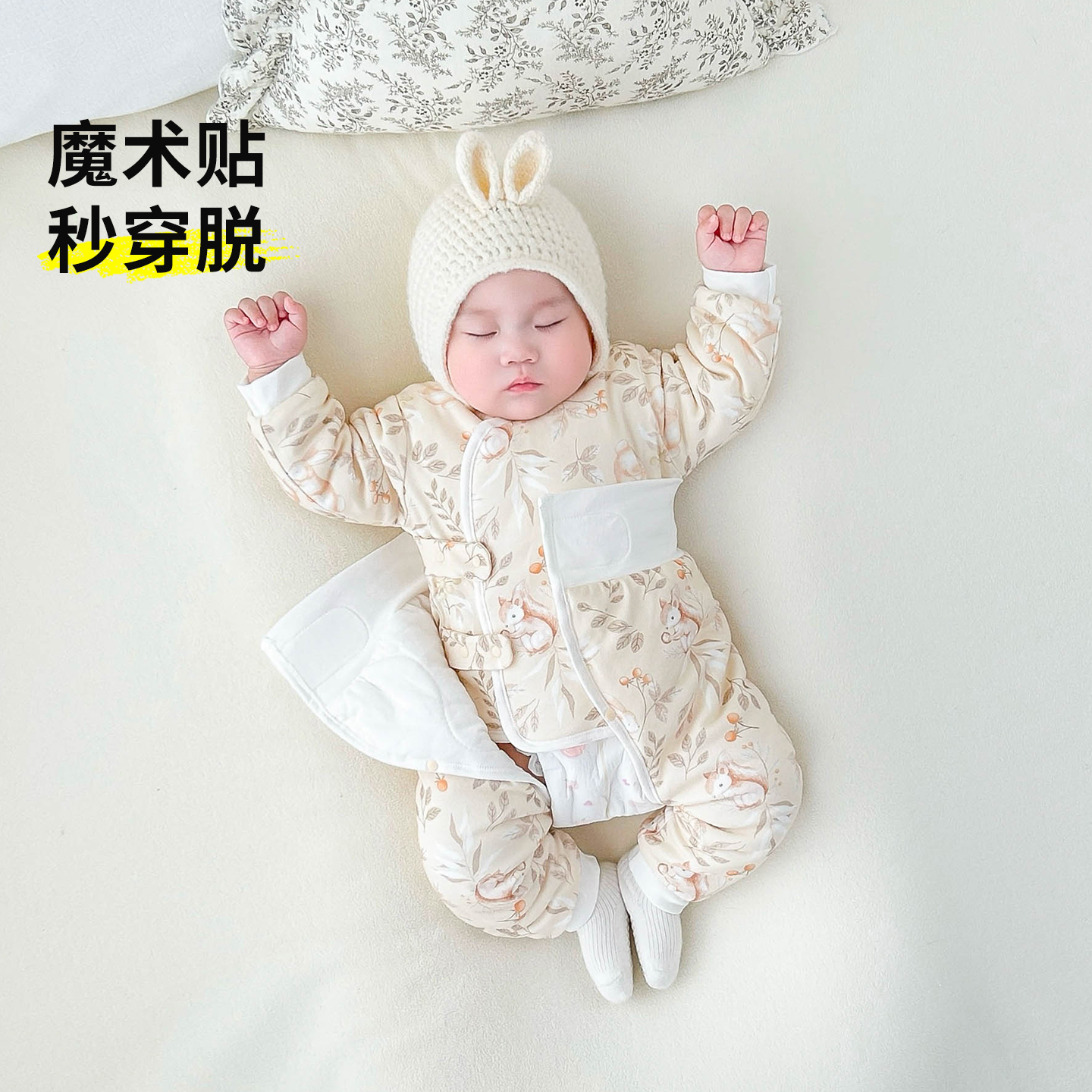 初生宝宝加厚保暖分体棉服套装