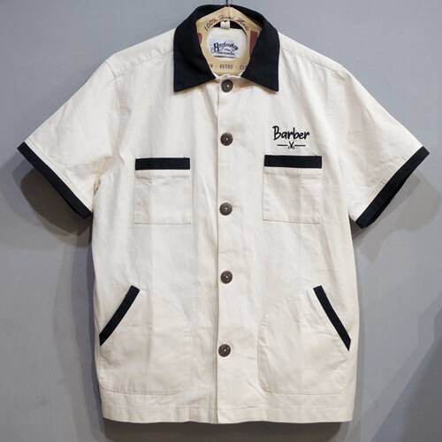 理发店专业barber全棉复古工服