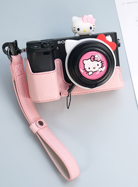 适用索尼a6700相机包A5000微单a5100皮套a6400粉色底座A6300配件