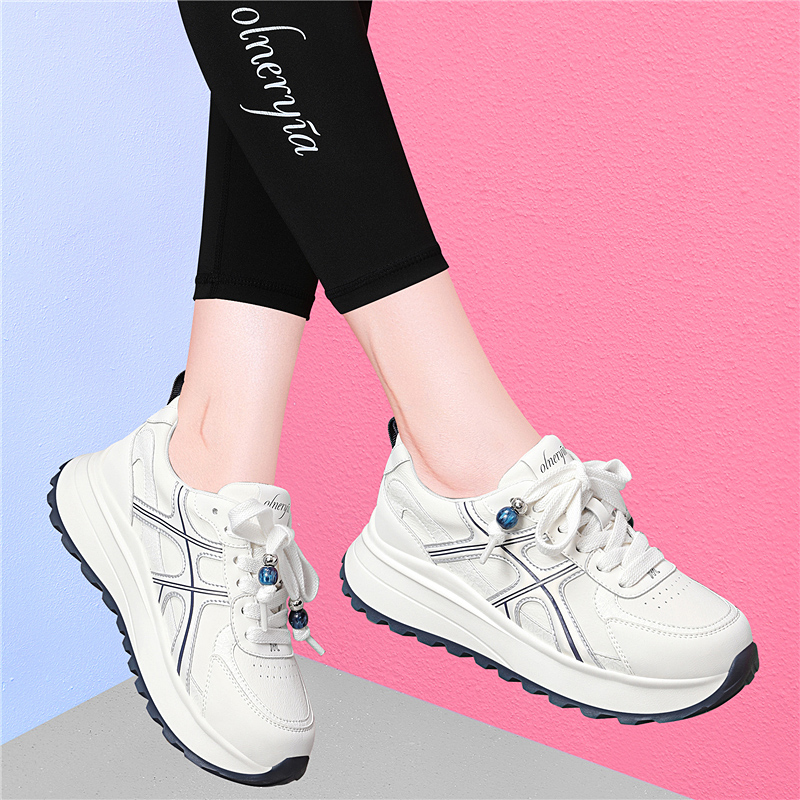 官网气质秋季新款真皮平底小白鞋