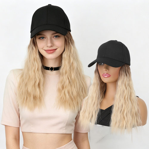 帽长卷假发女CurlyHairHatCap