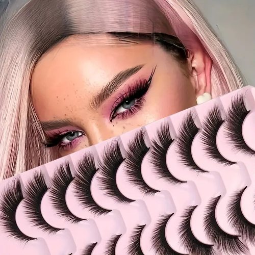 Lashes False Eyelashes Cat Eye 10 Pair 3D眼狐多层浓密睫毛