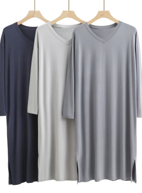 Men's Modal Pajamas Comfort Long Nightgown Bathrobe 男浴睡袍