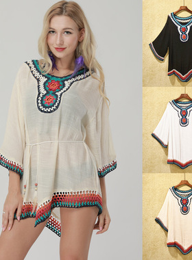 Women White Blouse Nightdress Classic Beach Dress 沙滩睡裙女