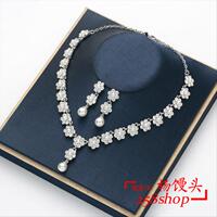 Wedding Accessory Gold Pearl NCKlace Earrings Jewelry Set