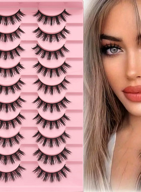 Fluffy False Eyelashes Reusable Lashes Cosplay 10对假睫毛