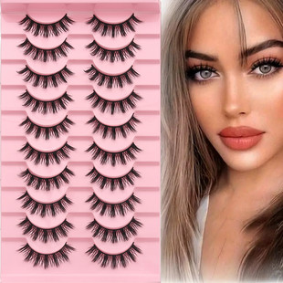 Fluffy False Eyelashes Reusable Lashes Cosplay 10对假睫毛