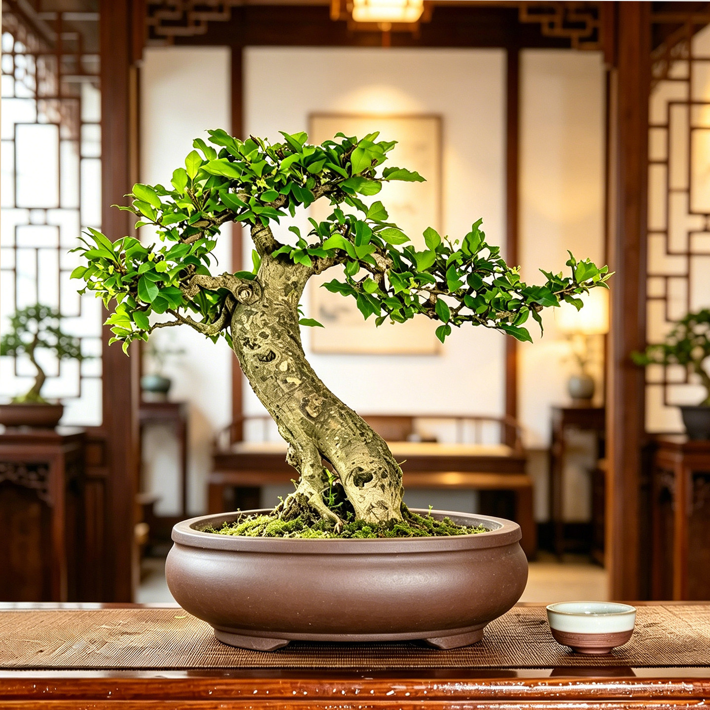 真弓卫矛造型茶桌新中式盆景植物鬼箭羽老桩一物一拍