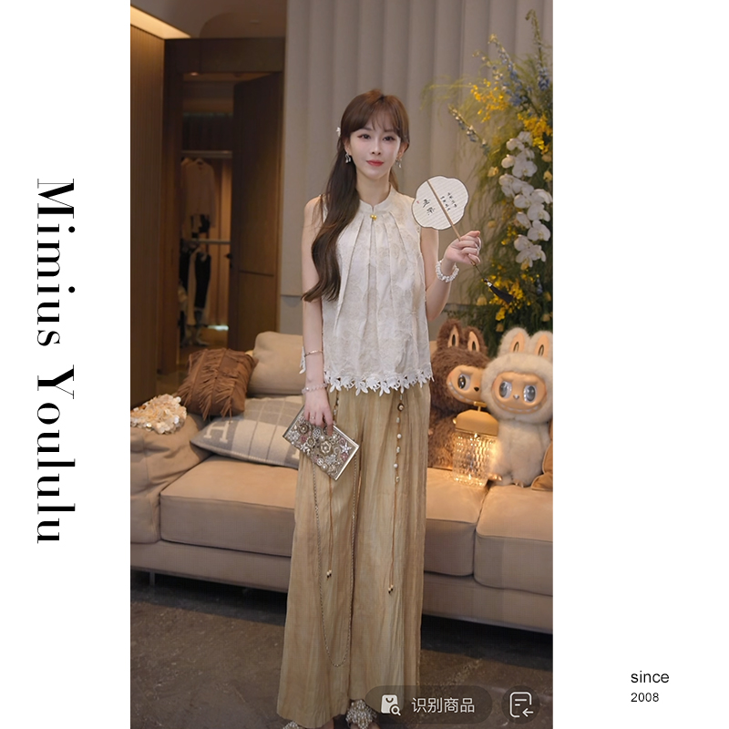 【mimius】游鹿鹿 新中式国风套装女气质松弛感休闲盘扣马甲+长裤