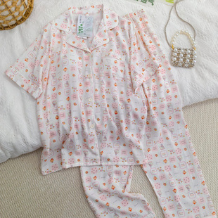 长裤 1多花艾草麻带胸垫翻领短袖 睡衣 宏衣1319 悦容服饰2026年春季