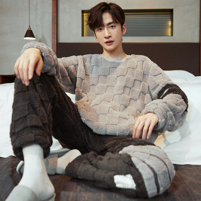 珊瑚绒睡衣男士2025新款冬季保暖加厚加绒大码冬天家居服外穿套装