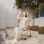 悦容服饰2026春夏新款 可外穿家居睡裙 弗帝妮冰柔棉带胸垫方领短袖