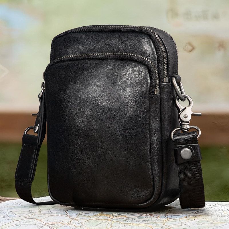 新款男士斜挎包真皮头层牛皮韩版休闲复古质感单肩包男包手机背包