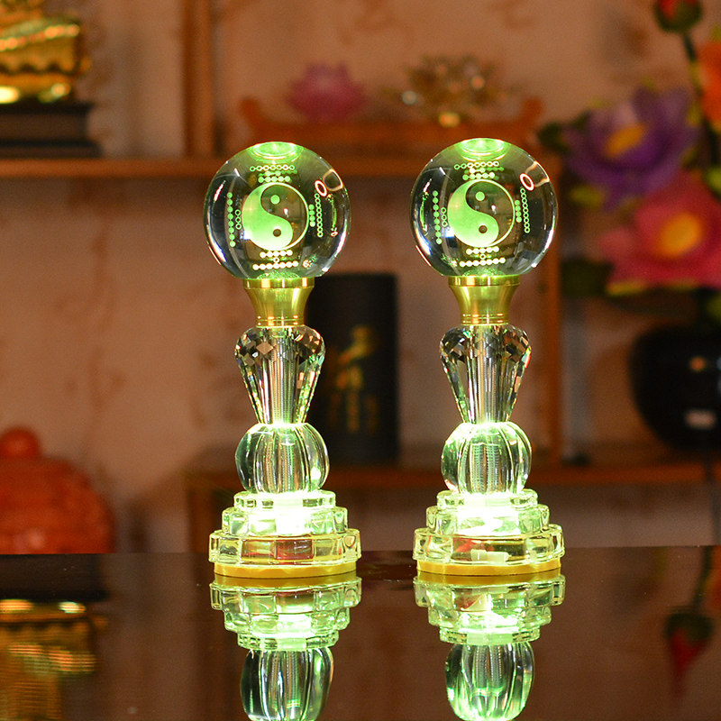 道家led莲花灯供灯长明灯水晶玻璃七彩灯家用灯居士用品