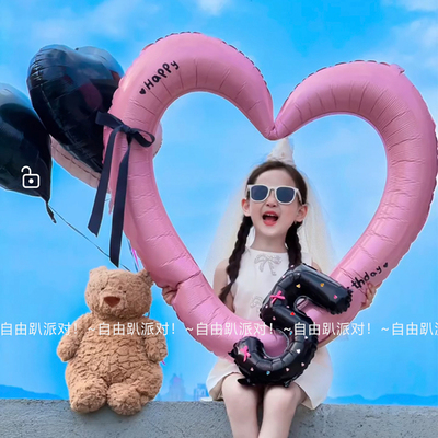 ins儿童生日装饰大爱心数字气球