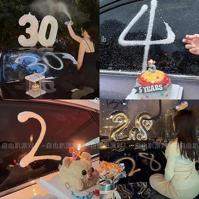 小红书同款生日雪花数字手喷道具