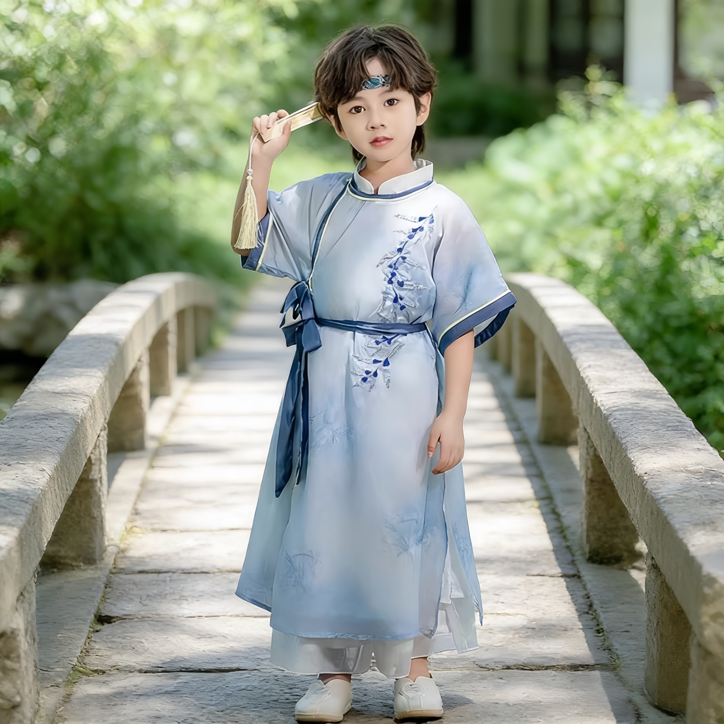 儿童汉服2026春夏新款男童新中式唐装小男孩古风帅气演出服