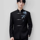 2025新中式男士中山装刺绣春季新款新郎婚礼订婚宴会西服复古套装