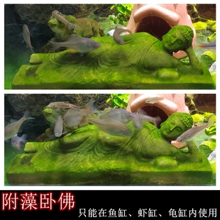 卧佛睡佛摆件青苔苔藓水藻鱼缸古风禅意微景观水泥造景流水右