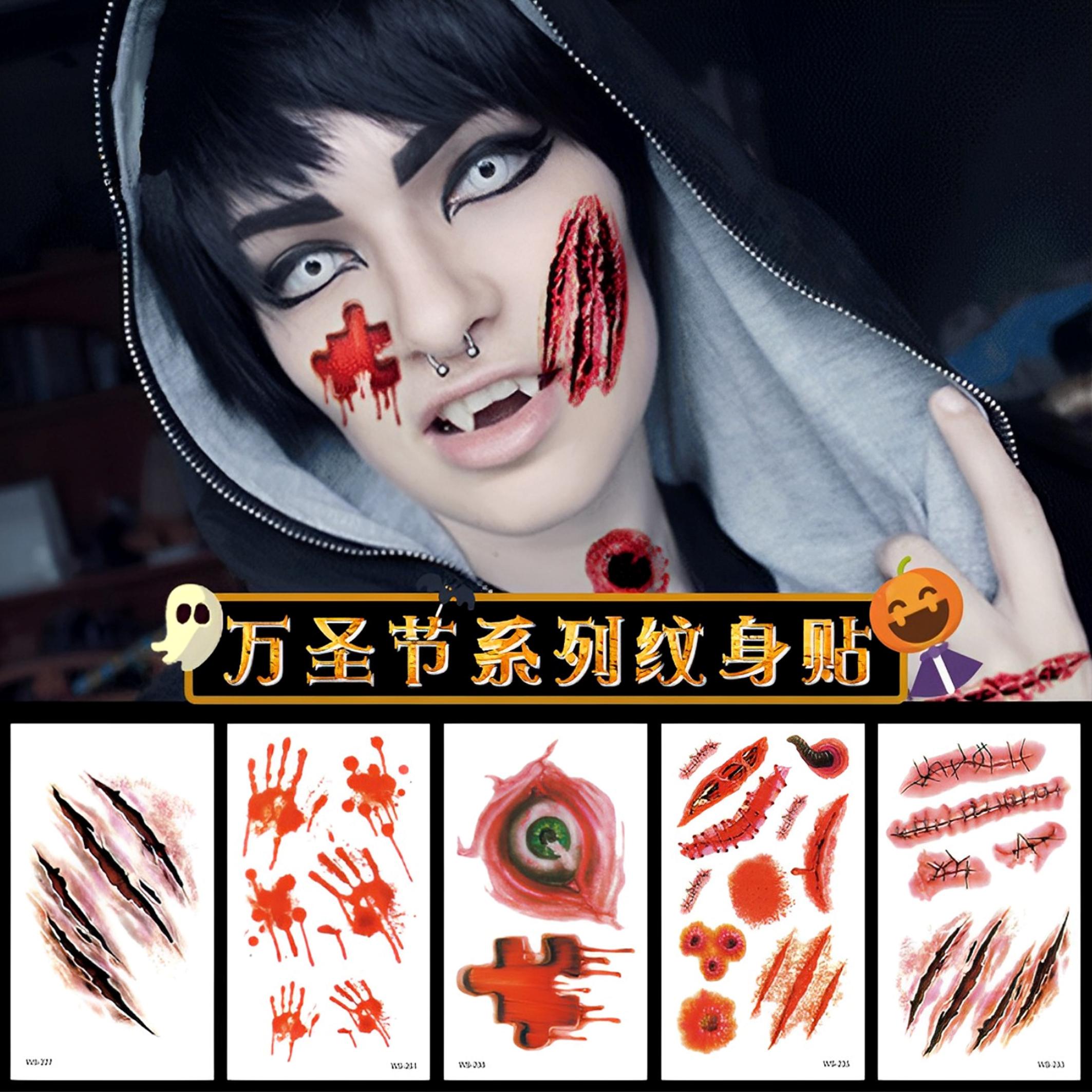万圣节假伤疤纹身贴脸贴逼真妆容