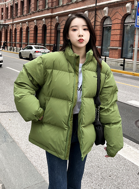 cocosong2025冬新款鹅绒羽绒服女短款立领面包服加厚情侣款外套