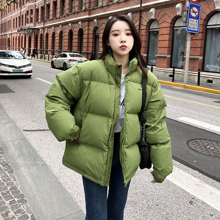 cocosong2025冬新款鹅绒羽绒服女短款立领面包服加厚情侣款外套