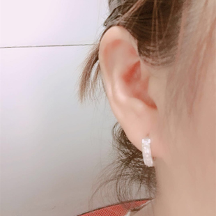 超闪锆石钛钢镀白金防过敏耳圈女小众气质小耳垂适合耳环精致耳扣