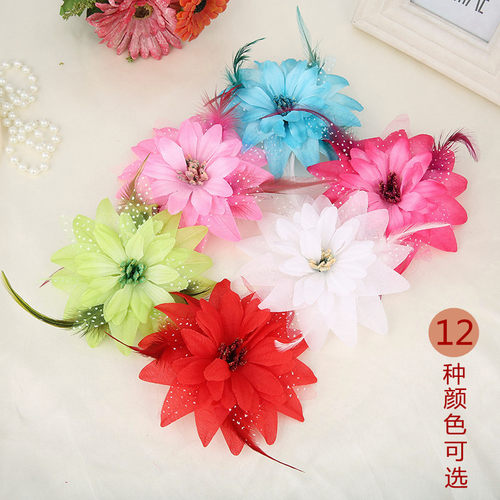 儿童表演出红色羽毛发夹头花发饰