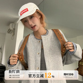 外搭宽松休闲假两件上衣 情侣款 饭饭又饿了美式 复古拼接外套女春季