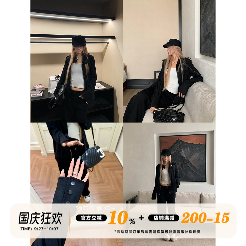 饭饭又饿了复古设计感麂皮绒夹克