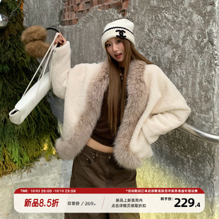 巨好看显瘦气质毛毛开衫 饭饭又饿了慵懒风毛领羊羔毛外套冬季 女款