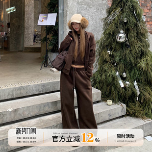 【限时价】饭饭又饿了韩系运动套装冬季连帽卫衣外套休闲裤两件套