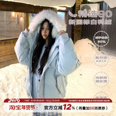 饭饭又饿了复古连帽派克羽绒服女冬季 氛围感加厚保暖休闲显瘦外套