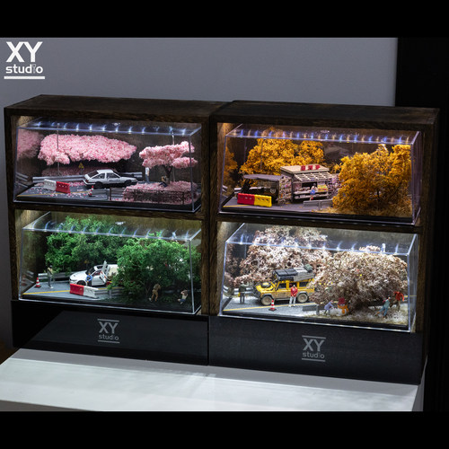 1/64场景LED双层XY木质展示架