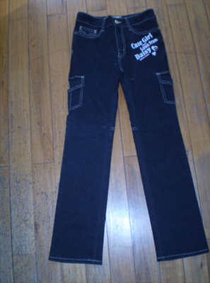 DAISY LOVERS黑色全棉休闲二侧贴袋长裤150/160-B