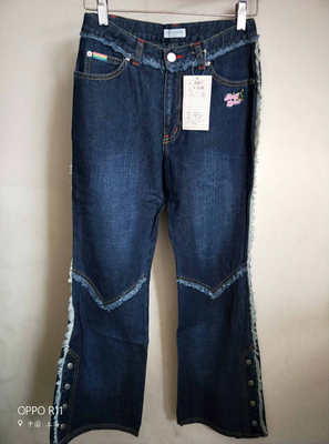 DAISY LOVERS毛边相拼长裤160喇叭-K