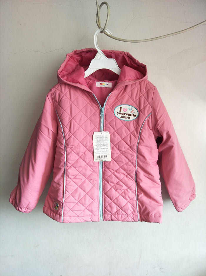 日单mini玫红色连帽棉风衣1棉袄/棉服